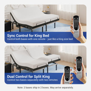 Adjustable Bed Frame with Massage & Wireless Remote