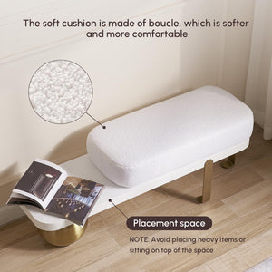 47.2" Boucle Upholstered Entryway Bench with Metal Legs