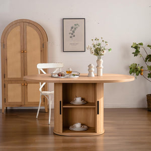 Retro Dining Table Set with Upholstered Chairs
