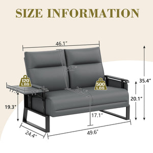 50" Loveseat Sofa with Foldable Side Table