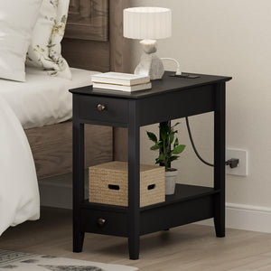 End Tables Set of 2 with Charging Station and Drawers