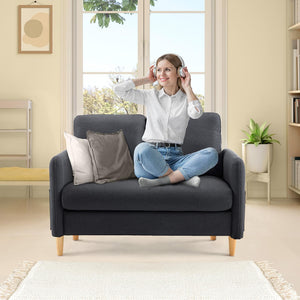 Linen Loveseat Sofa with Side Storage