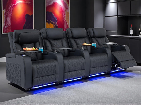 Home Theater Seating – Top Grain Leather Recliner Sofa