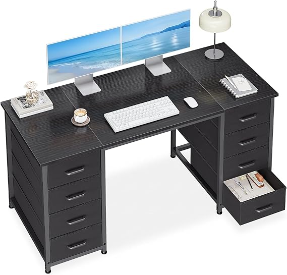 Computer Desk with 8 Fabric Drawers | Metal Frame | Home Office