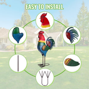63-Inch Metal Rooster Yard Decoration