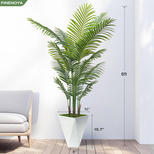 Artificial Palm Tree 6FT with White Planter – Indoor Faux Tropical Plant