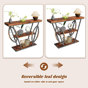 3-Tier Leaf Console Table with Metal Frame