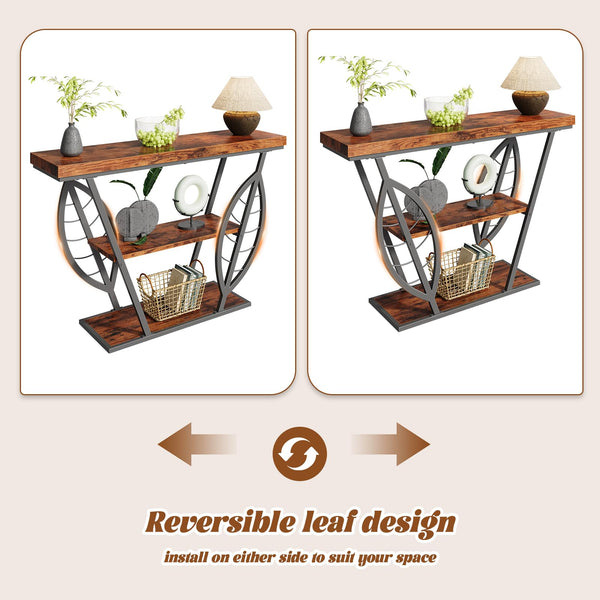 3-Tier Leaf Console Table with Metal Frame
