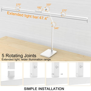 36W Ultra-Wide LED Desk Lamp with Base, Adjustable Swing Arm & Remote