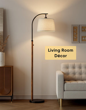 Dimmable Arc Floor Lamp with Linen Shade, 65" Tall