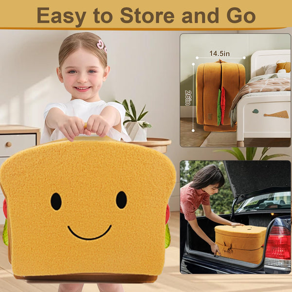 Toddler Travel Bed – Sandwich Style Foam Floor Crib with Safety Rails