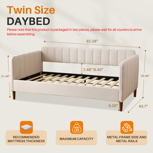 Twin Size Upholstered Daybed with Adjustable Backrest