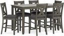 Counter Height Dining Table and Upholstered Bar Stools Set of 7