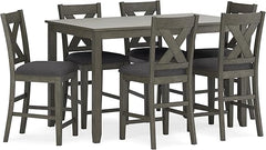 7-Piece Counter Height Dining Set with Upholstered Bar Stools & Nailhead Trim