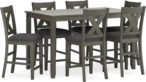 7-Piece Counter Height Dining Set with Upholstered Bar Stools
