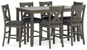 7-Piece Counter Height Dining Set with Upholstered Bar Stools & Nailhead Trim