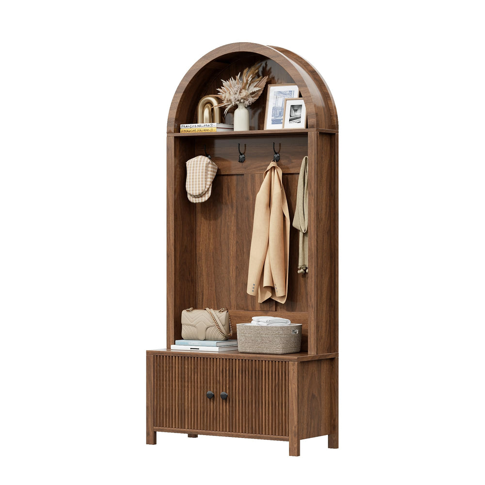4-in-1 Hall Tree with Bench & Shoe Storage