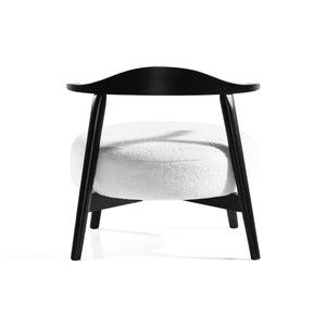 Wishbone Back Accent Chair – Bouclé Fabric, Birch Wood Legs