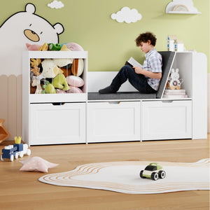 Kids Reading Nook Toy Storage Organizer with Bookshelf and Drawers