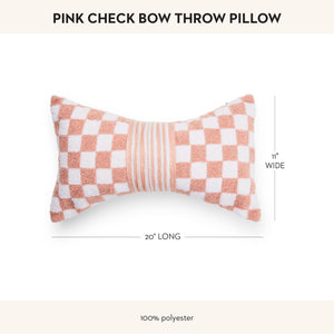 Lumbar Throw Pillow Decorative Polyester 11x20 Check Bow