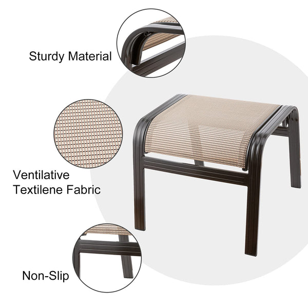 Outdoor Metal Patio Ottoman Footstool Set of 2