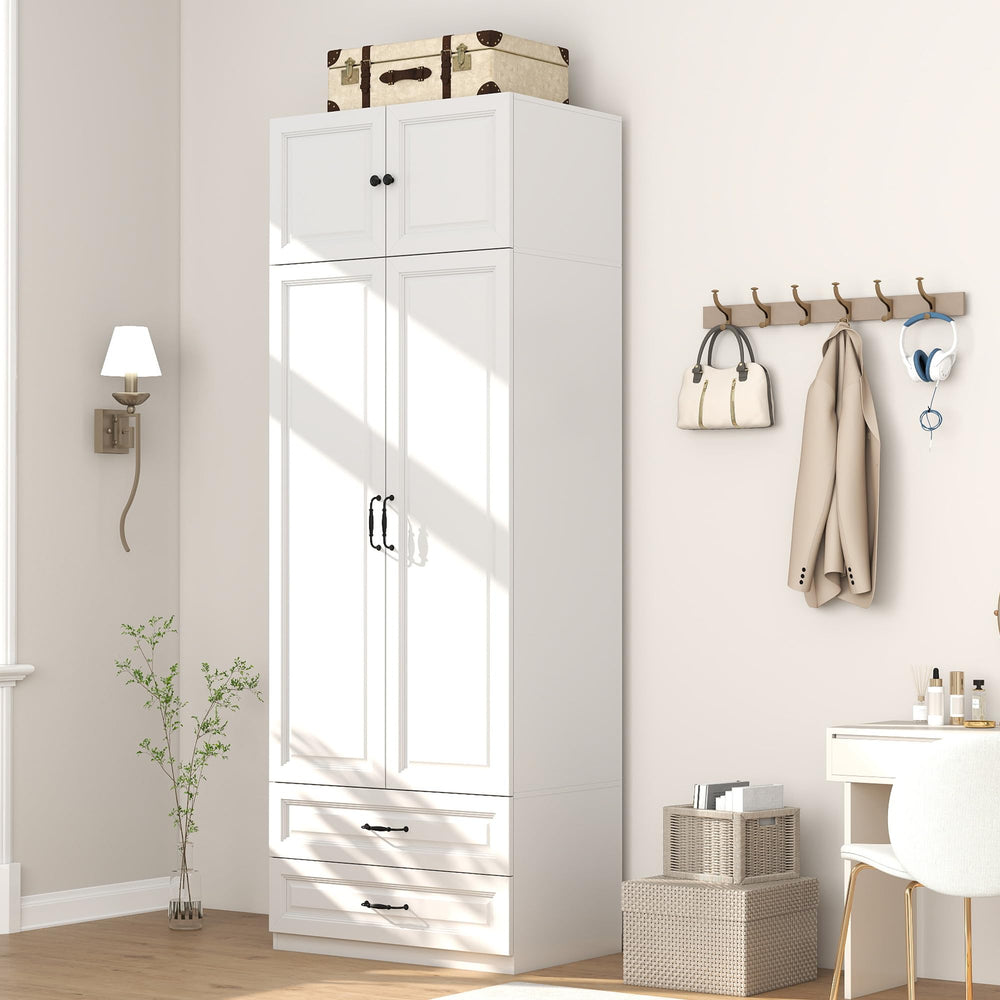 Armoire Wardrobe with Drawers & Hanging Rod