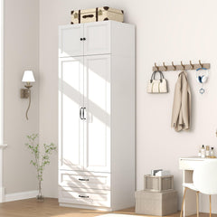 Armoire Wardrobe with Drawers & Hanging Rod