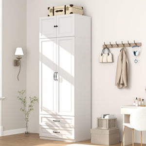 Armoire Wardrobe with Drawers & Hanging Rod