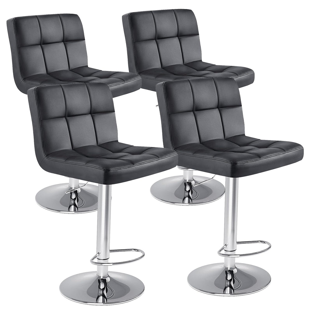 Counter Height Bar Stools with Metal Base & PU Leather Seat