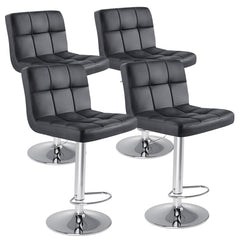 Counter Height Bar Stools with Metal Base & PU Leather Seat