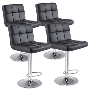 Counter Height Bar Stools with Metal Base & PU Leather Seat
