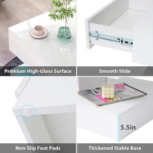 Modern High Gloss LED Coffee Table with Storage & Sliding Drawers