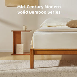 Bamboo C-Shaped End Table Set of 2 – Modern Side Table for Living Room & Bedroom