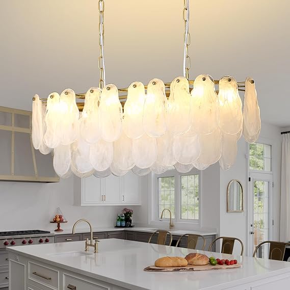 Cloud Glass Chandelier – Gold Modern Ceiling Light Fixture