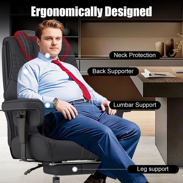 Big and Tall Reclining Office Chair with Footrest