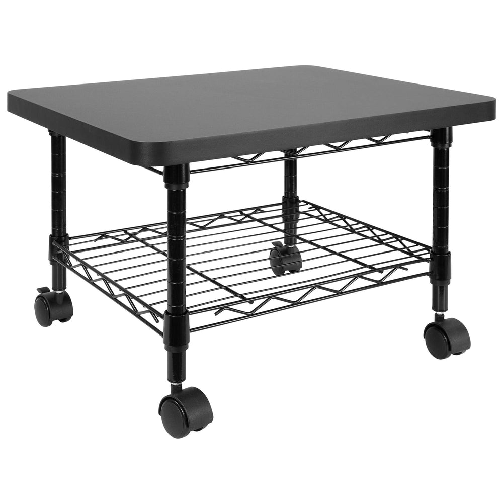 Rolling Under Desk Printer Stand with Wheels, 2-Tier Storage Cart