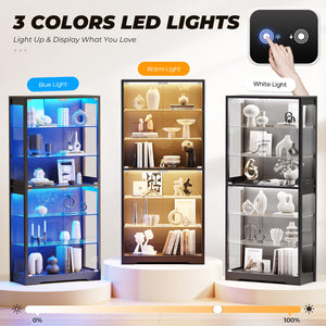 6-Tier Glass Display Cabinet with LED Lights & Motion Sensor