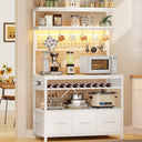 6-Tier Baker's Rack with Power Outlets, LED Lights & Wine Rack