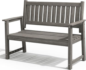 Acacia Wood Outdoor Garden Bench, 3-Seat Circle-Back, 51.2"