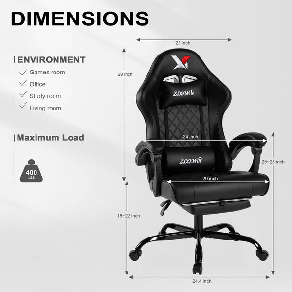 High Back Gaming Chair with Footrest & Lumbar Support