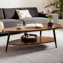 Oval Coffee Table, Two-Tier, Walnut, 47"