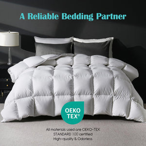Goose Down Comforter – All Season Duvet Insert with Cotton Cover