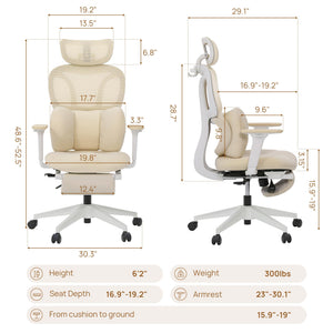 Ergonomic High Back Office Chair with Lumbar Support, Headrest & Footrest