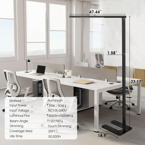 80W LED Floor Lamp Dimmable 8000LM Natural Daylight
