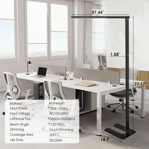 80W LED Floor Lamp Dimmable 8000LM Natural Daylight