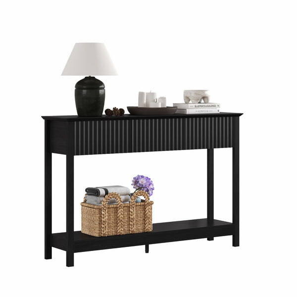 47" Fluted Console Table with 3 Drawers & Shelf