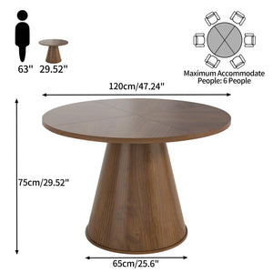 47-Inch Round Dining Table for 4–6 | Mid-Century Modern Fluted Kitchen Table