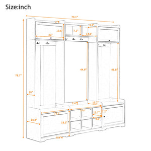 4-in-1 Hall Tree with Shoe Storage, Entryway Bench, Coat Rack & Adjustable Shelves