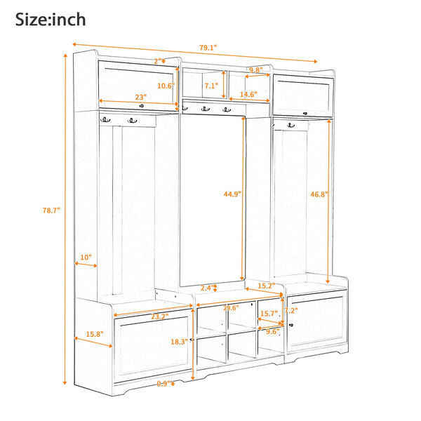 4-in-1 Hall Tree with Shoe Storage, Entryway Bench, Coat Rack & Adjustable Shelves