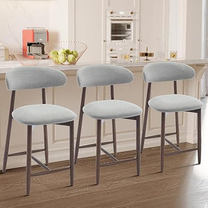 Upholstered Counter Height Bar Stools with Wood Legs